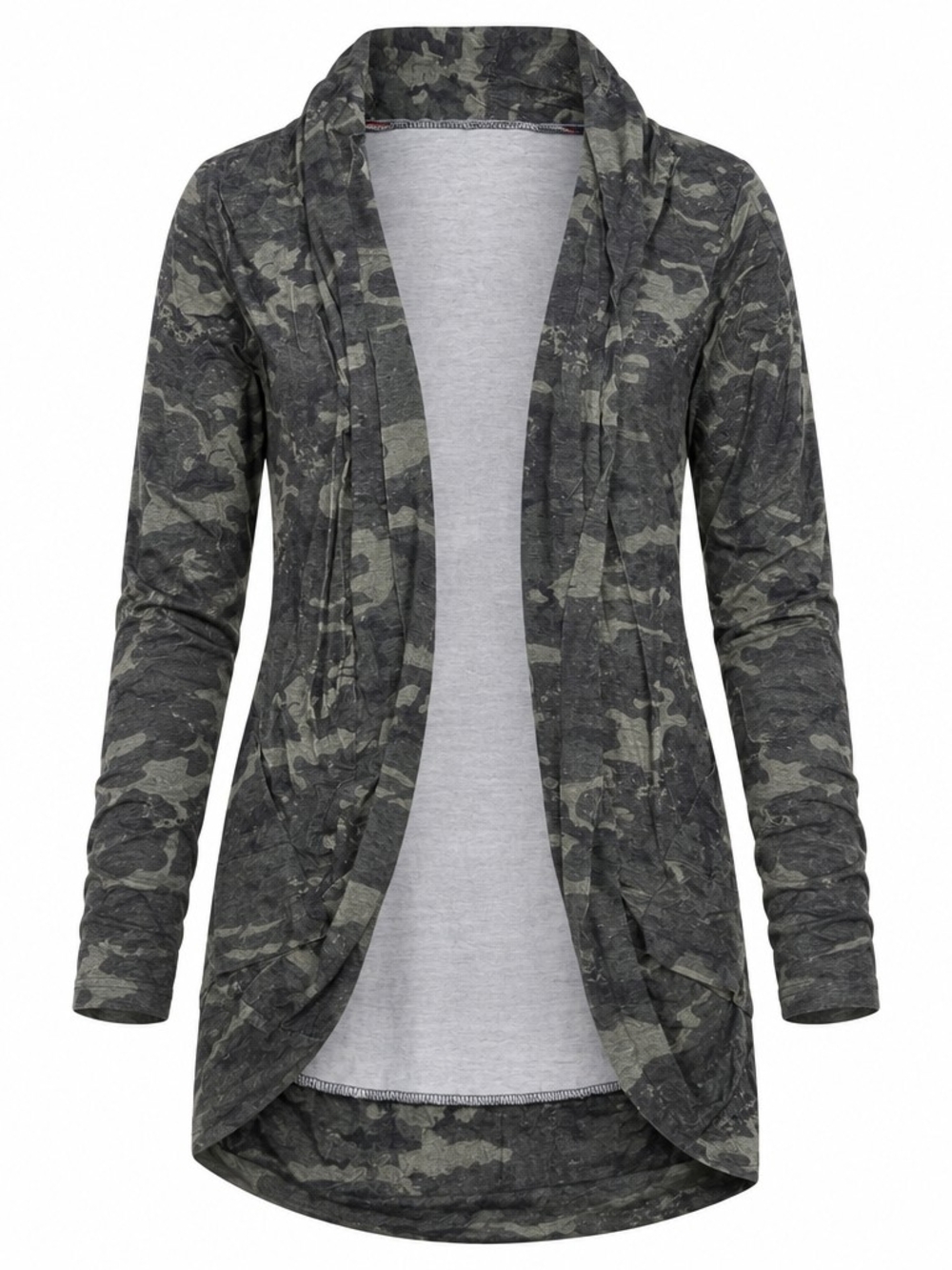 Women’s Camouflage Open-Front Cocoon Cardigan Bamboo Jersey